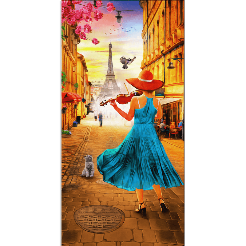 DECORGLANCE Posters, Prints, & Visual Artwork Girl Playing the Violin Oil Color Canvas Wall Painting