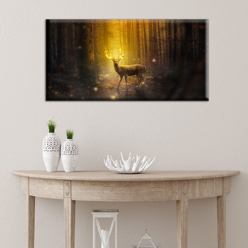DecorGlance Posters, Prints, & Visual Artwork Golden Fire Deer Canvas Wall Painting