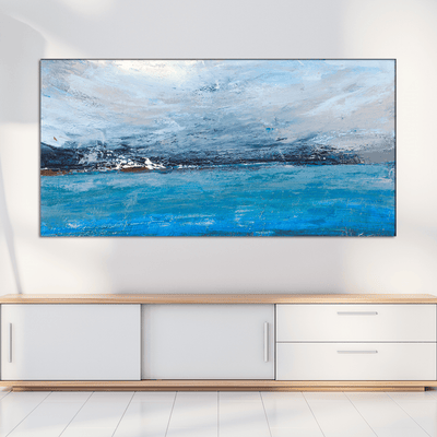 DECORGLANCE Posters, Prints, & Visual Artwork Monochromatic Blue Abstract Canvas Wall Painting