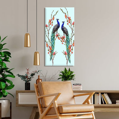 decorglance Posters, Prints, & Visual Artwork Pair of Peacock Canvas Wall Painting