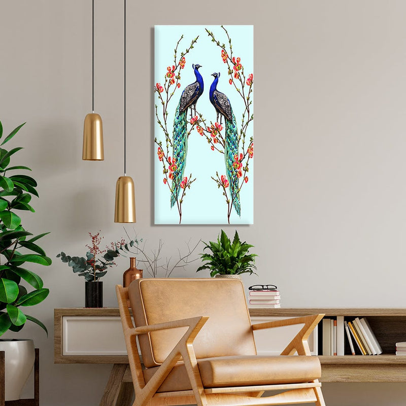 decorglance Posters, Prints, & Visual Artwork Pair of Peacock Canvas Wall Painting