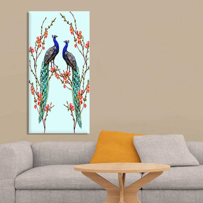 decorglance Posters, Prints, & Visual Artwork Pair of Peacock Canvas Wall Painting