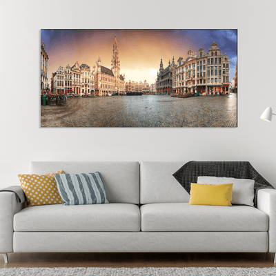 DECORGLANCE Posters, Prints, & Visual Artwork Panorama View Of Grand Place Canvas Wall Painting