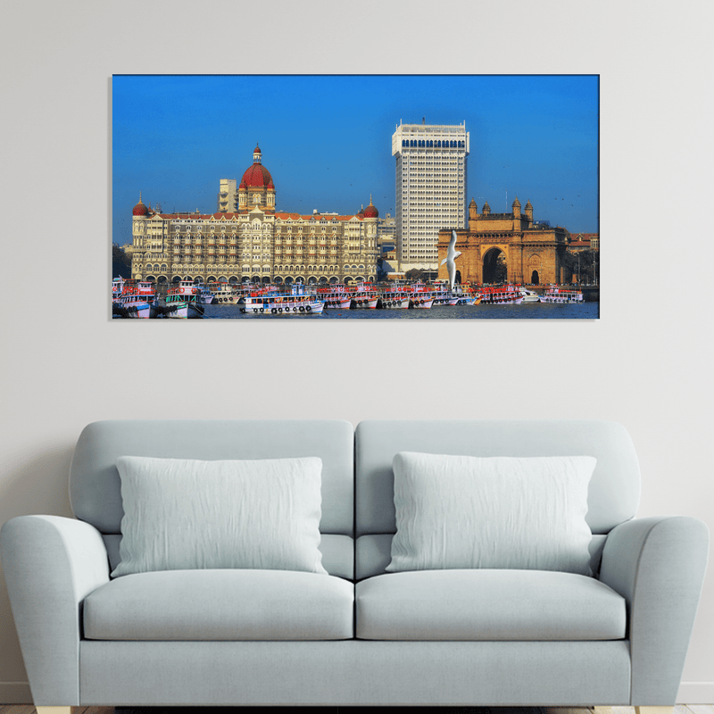 DECORGLANCE Posters, Prints, & Visual Artwork Panoramic View Of Hotel Taj Canvas Wall Painting