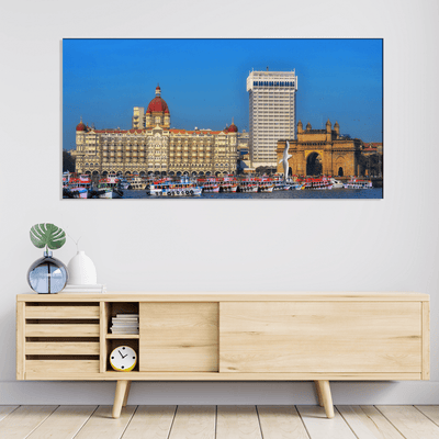 DECORGLANCE Posters, Prints, & Visual Artwork Panoramic View Of Hotel Taj Canvas Wall Painting