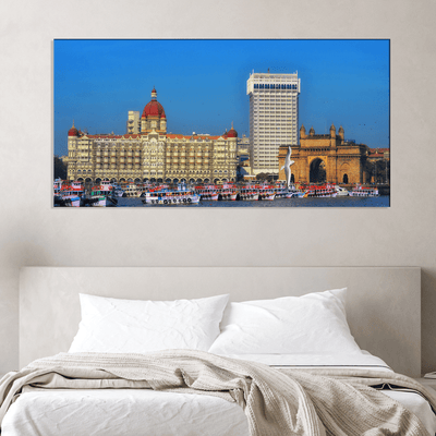 DECORGLANCE Posters, Prints, & Visual Artwork Panoramic View Of Hotel Taj Canvas Wall Painting