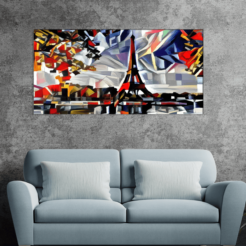 DECORGLANCE Posters, Prints, & Visual Artwork Patch Art Eiffel Tower Canvas Wall Painting