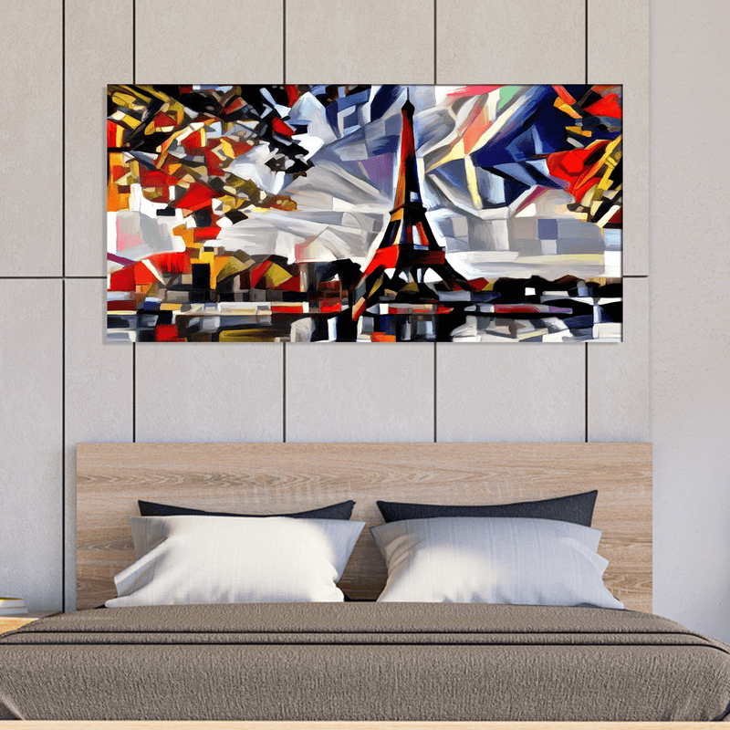 DECORGLANCE Posters, Prints, & Visual Artwork Patch Art Eiffel Tower Canvas Wall Painting