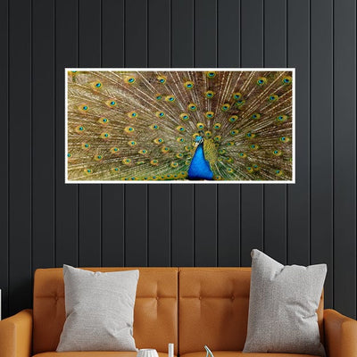 DecorGlance Posters, Prints, & Visual Artwork Peacock Dancing Abstract Canvas Floating Frame Wall Painting