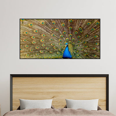 DecorGlance Posters, Prints, & Visual Artwork Peacock Dancing Abstract Canvas Floating Frame Wall Painting