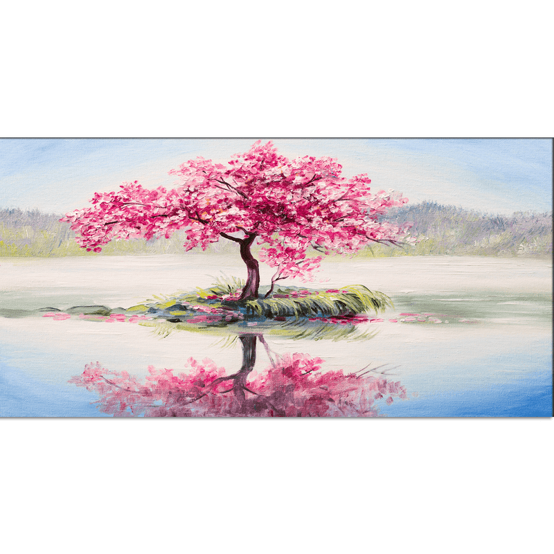 DECORGLANCE Posters, Prints, & Visual Artwork Pink Flowers Tree Abstract Art Canvas Wall Painting