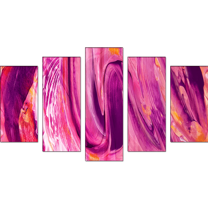 DECORGLANCE Posters, Prints, & Visual Artwork Pink Marbling Effect Abstract Canvas Wall Painting- With 5 Frames
