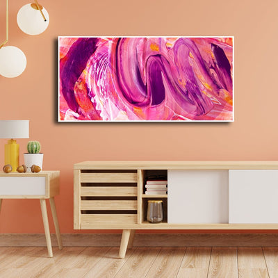 DecorGlance Posters, Prints, & Visual Artwork Pink Marbling Effect Abstract Floating Frame Canvas Wall Painting