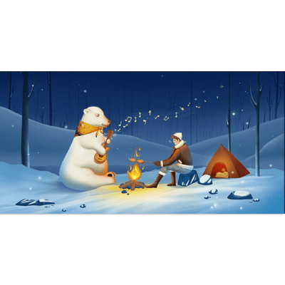 DECORGLANCE Posters, Prints, & Visual Artwork Polar Bear Playing Guitar In Snow Night Canvas Wall Painting