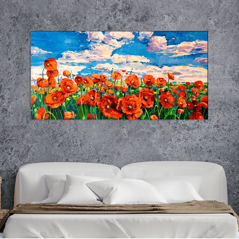 DECORGLANCE Posters, Prints, & Visual Artwork Poppy Flower Garden Canvas Wall Painting