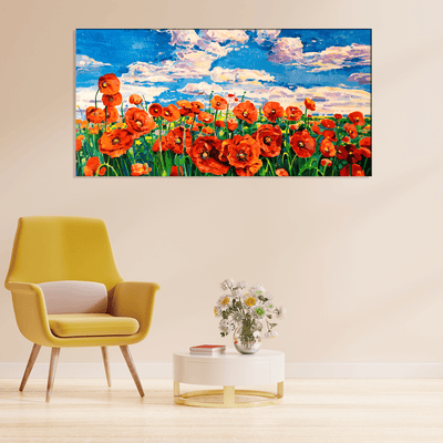 DECORGLANCE Posters, Prints, & Visual Artwork Poppy Flower Garden Canvas Wall Painting