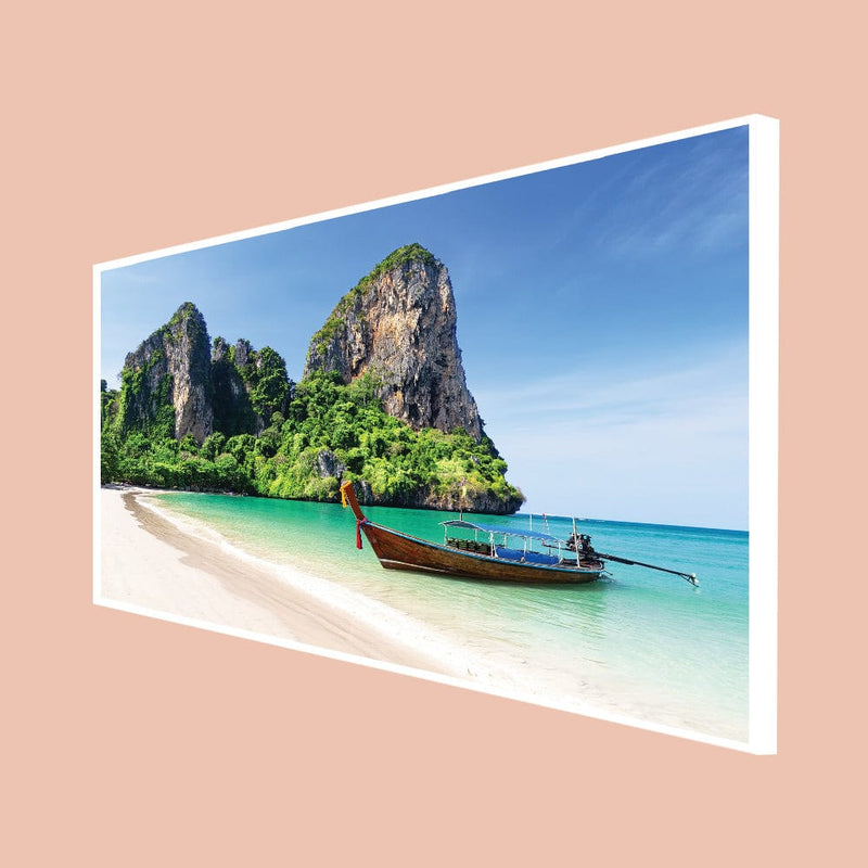 DecorGlance Posters, Prints, & Visual Artwork CANVAS PRINT WHITE FLOATING FRAME / (48x24) Inch / (121x60) Cm Railay Beach Canvas Floating Frame  Wall Painting