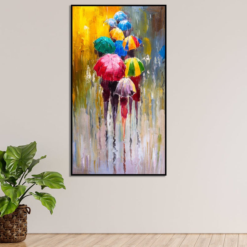 DecorGlance Posters, Prints, & Visual Artwork Rainy Season Abstract Floating Frame Canvas Wall Painting