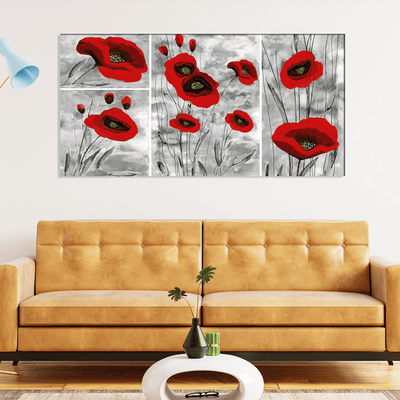 DECORGLANCE Posters, Prints, & Visual Artwork Red Poppy Abstract Art Canvas Wall Painting