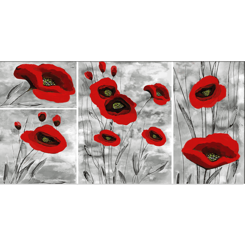 DECORGLANCE Posters, Prints, & Visual Artwork Red Poppy Abstract Art Canvas Wall Painting
