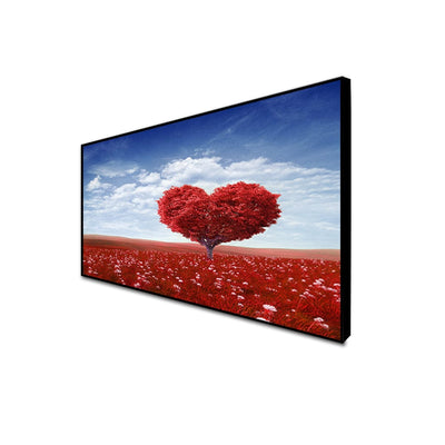 DecorGlance Posters, Prints, & Visual Artwork CANVAS PRINT BLACK FLOATING FRAME / (48x24) Inch / (121x60) Cm Red Tree In The Shape Of Heart Floating Canvas Wall Painting