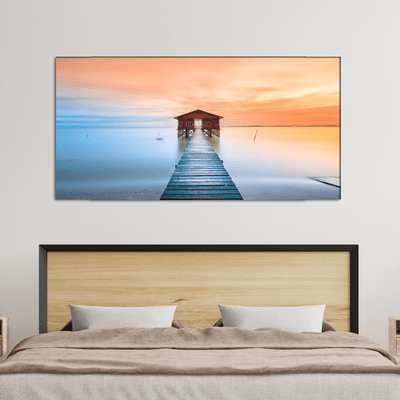 DECORGLANCE Posters, Prints, & Visual Artwork Seaside Bridge In Sunset Canvas Wall Painting