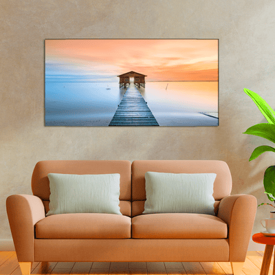 DECORGLANCE Posters, Prints, & Visual Artwork Seaside Bridge In Sunset Canvas Wall Painting