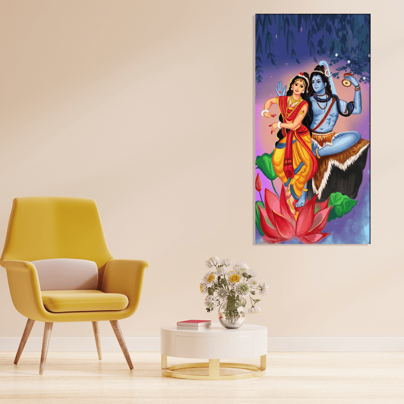 DECORGLANCE Posters, Prints, & Visual Artwork Shiv Parvati Dancing View Canvas Wall Painting | shiv parvati painting 