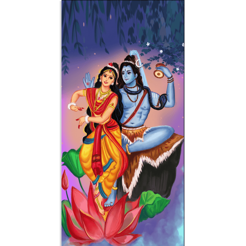 DECORGLANCE Posters, Prints, & Visual Artwork Shiv Parvati Dancing View Canvas Wall Painting | shiv parvati painting 