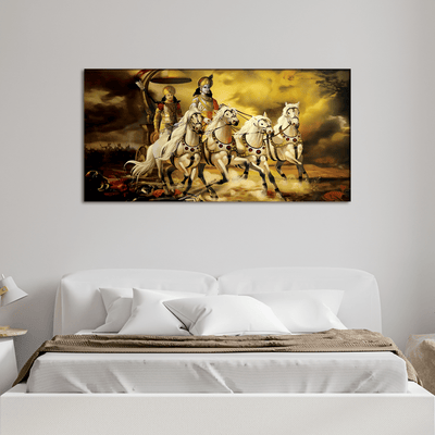 DECORGLANCE Posters, Prints, & Visual Artwork Shri Krishna And Arjun Gita Gyan Canvas Wall Painting