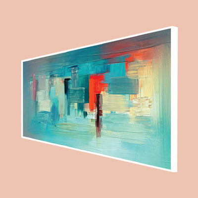 DecorGlance Posters, Prints, & Visual Artwork CANVAS PRINT WHITE FLOATING FRAME / (48x24) Inch / (121x60) Cm Stroke Pattern Abstract Canvas Floating Frame Wall Painting