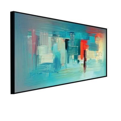 DecorGlance Posters, Prints, & Visual Artwork CANVAS PRINT BLACK FLOATING FRAME / (48x24) Inch / (121x60) Cm Stroke Pattern Abstract Canvas Floating Frame Wall Painting