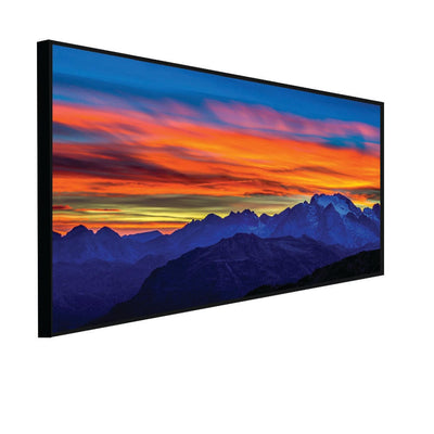 DecorGlance Posters, Prints, & Visual Artwork CANVAS PRINT BLACK FLOATING FRAME / (24 X 48) Inch / (60 X 121) Cm Sun Abstract Canvas Floating Frame Wall Painting