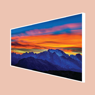 DecorGlance Posters, Prints, & Visual Artwork CANVAS PRINT WHITE FLOATING FRAME / (24 X 48) Inch / (60 X 121) Cm Sun Abstract Canvas Floating Frame Wall Painting