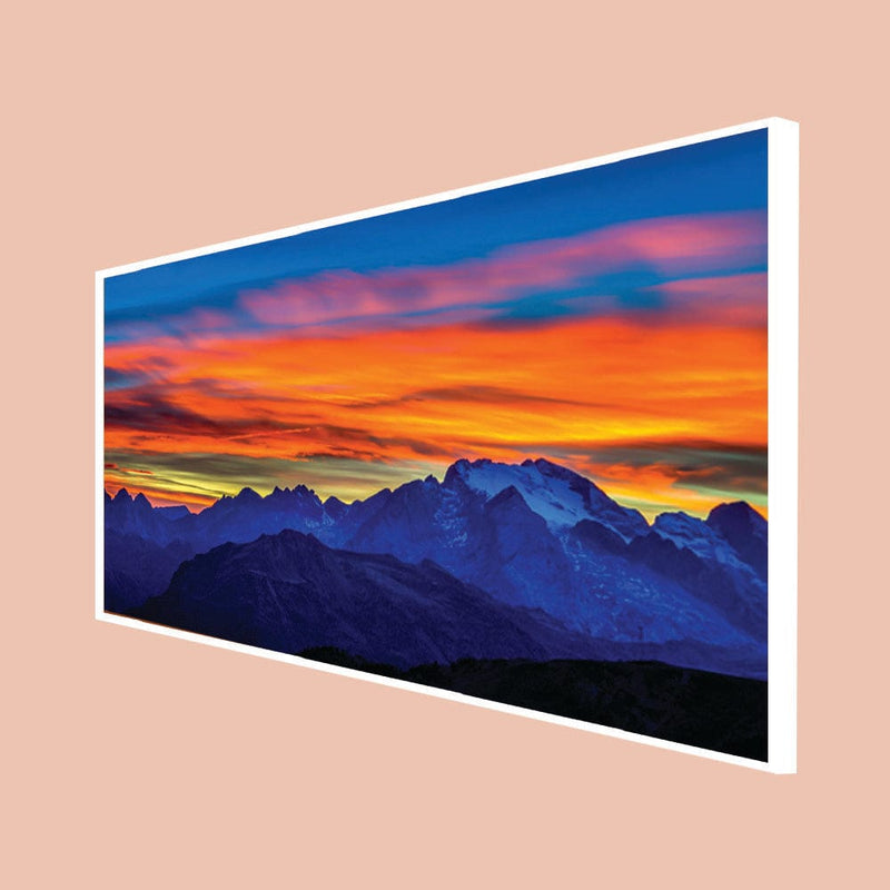 DecorGlance Posters, Prints, & Visual Artwork CANVAS PRINT WHITE FLOATING FRAME / (24 X 48) Inch / (60 X 121) Cm Sun Abstract Canvas Floating Frame Wall Painting