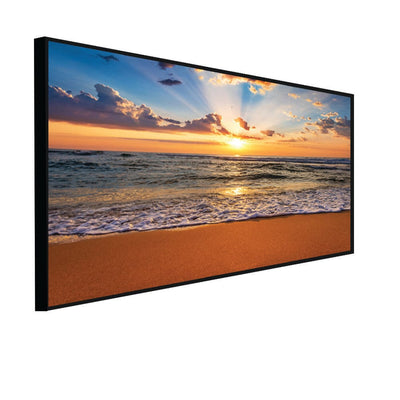 DecorGlance Posters, Prints, & Visual Artwork CANVAS PRINT BLACK FLOATING FRAME / (24 X 48) Inch / (60 X 121) Cm Sunrise Ocean Beach Canvas Floating Frame Painting