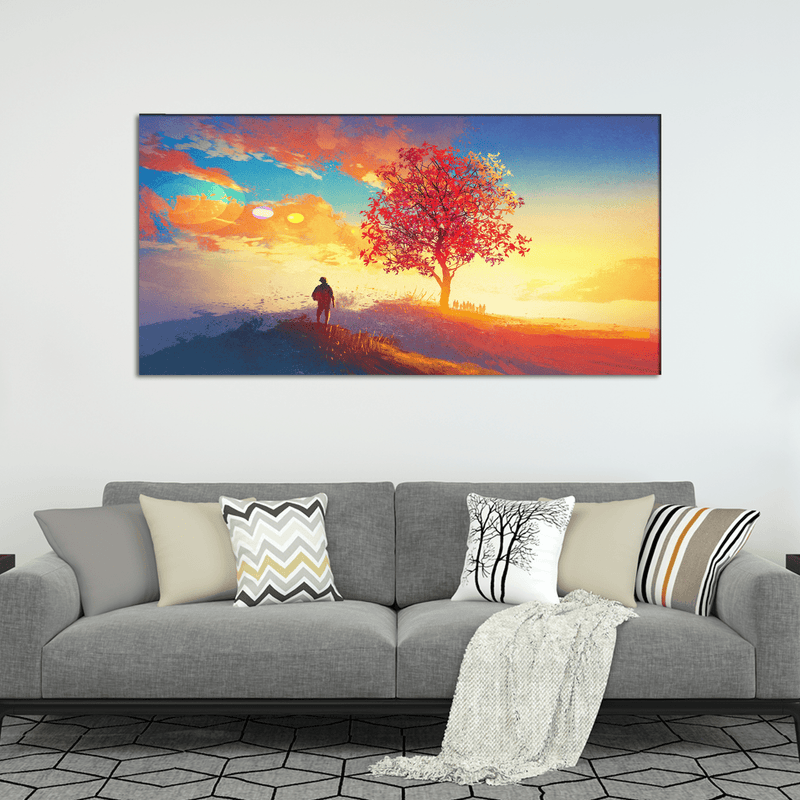 DECORGLANCE Posters, Prints, & Visual Artwork Sunrise Tree Scenery Canvas Wall Painting