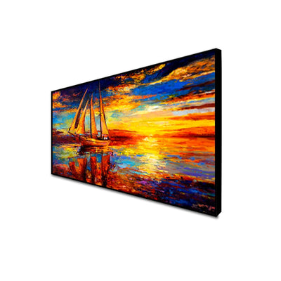 DecorGlance Posters, Prints, & Visual Artwork CANVAS PRINT BLACK FLOATING FRAME / (48x24) Inch / (121x60) Cm Sunset Abstract Canvas Floating Frame Wall Painting