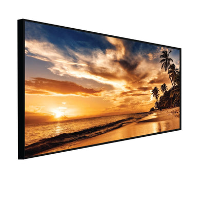 DecorGlance Posters, Prints, & Visual Artwork CANVAS PRINT BLACK FLOATING FRAME / (24 X 48) Inch / (60 X 121) Cm Sunset And Beach Canvas Floating Frame Wall Painting