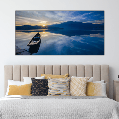 DECORGLANCE Posters, Prints, & Visual Artwork Sunset and Boat Canvas Wall Painting