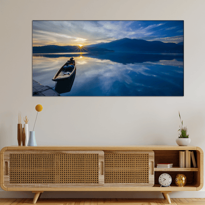 DECORGLANCE Posters, Prints, & Visual Artwork Sunset and Boat Canvas Wall Painting