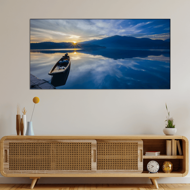 DECORGLANCE Posters, Prints, & Visual Artwork Sunset and Boat Canvas Wall Painting