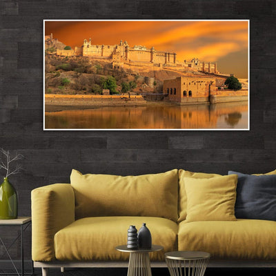DecorGlance Posters, Prints, & Visual Artwork SunSet River Floating Frame Canvas Wall Painting