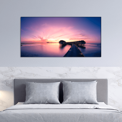 DECORGLANCE Posters, Prints, & Visual Artwork Sunset View Of Sea & Bridge Canvas Wall Painting