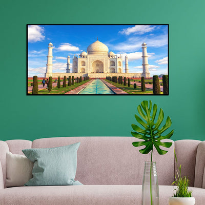 DecorGlance Posters, Prints, & Visual Artwork Taj Mahal Monument Canvas Floating Frame Wall Painting