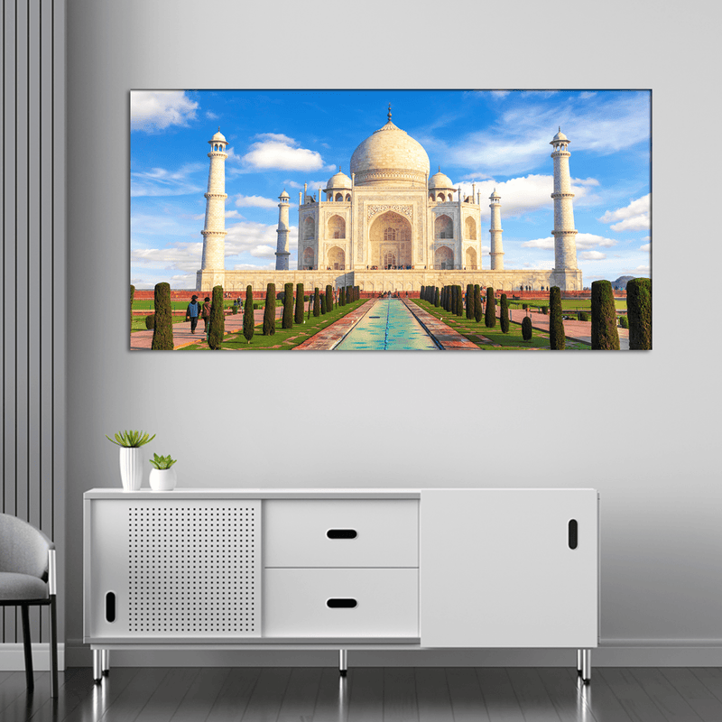 DECORGLANCE Posters, Prints, & Visual Artwork Taj Mahal Monument Canvas Wall Painting