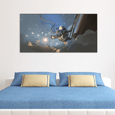 DECORGLANCE Posters, Prints, & Visual Artwork The Astronaut Catching The Glowing Butterflies Canvas Wall Painting