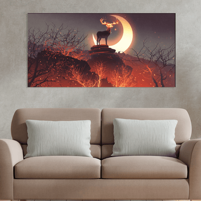 DECORGLANCE Posters, Prints, & Visual Artwork The Deer Standing in Forest Canvas Wall Painting