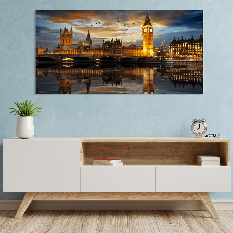 DECORGLANCE Posters, Prints, & Visual Artwork The Westminster Palace & River In London Canvas Wall Painting