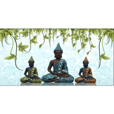 DECORGLANCE Posters, Prints, & Visual Artwork Three Buddha Statue Canvas Wall Painting